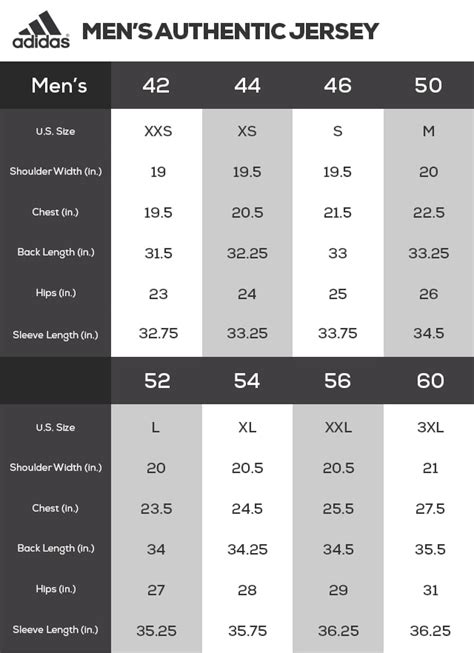 nhl adidas jersey size chart